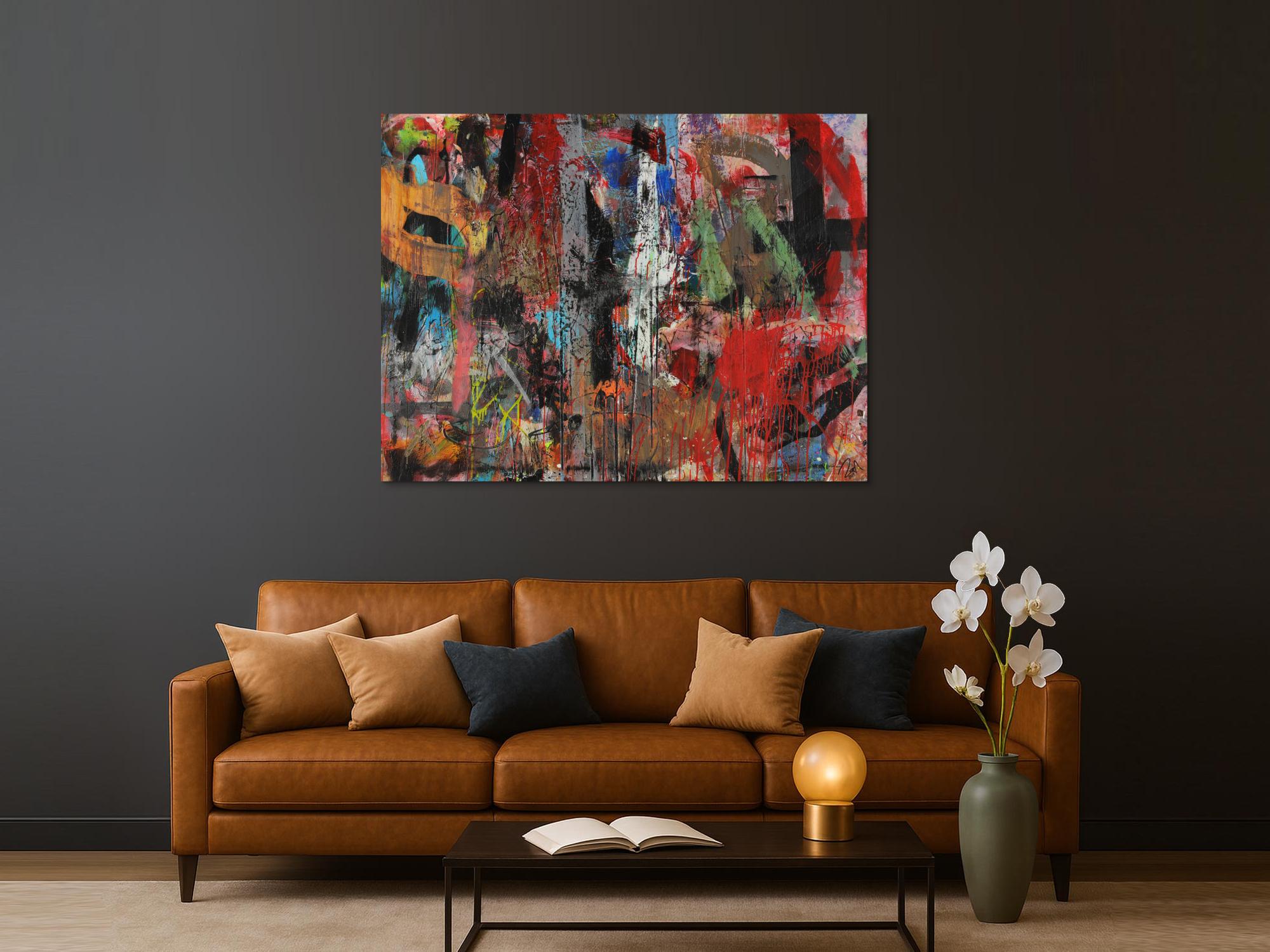 Abstraktes Acrylbild Mischtechnik zeitgenössisch expressionistisch handgemaltes Unikat auf Leinwand