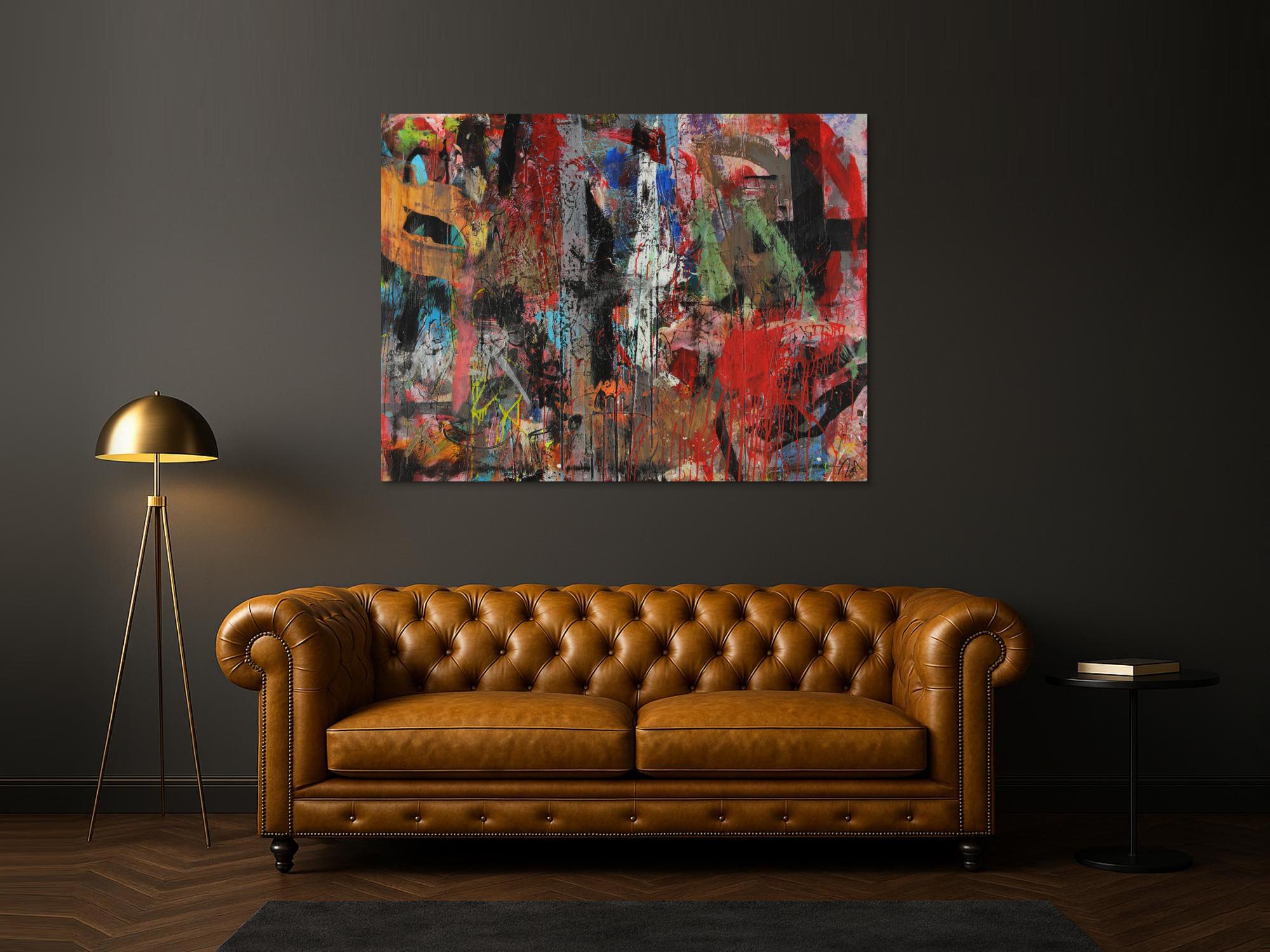 Abstraktes Acrylbild Mischtechnik zeitgenössisch expressionistisch handgemaltes Unikat auf Leinwand