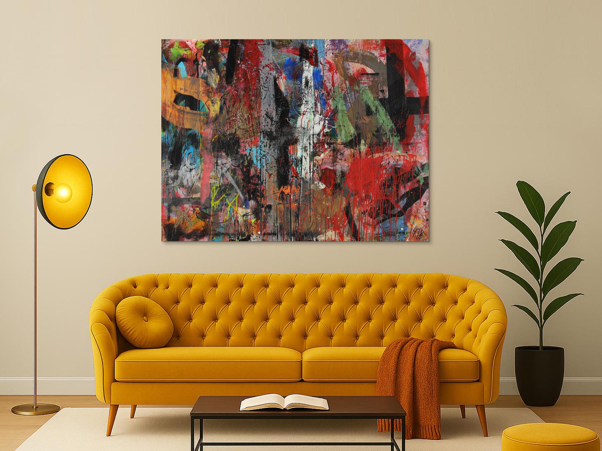 Abstraktes Acrylbild Mischtechnik zeitgenössisch expressionistisch handgemaltes Unikat auf Leinwand