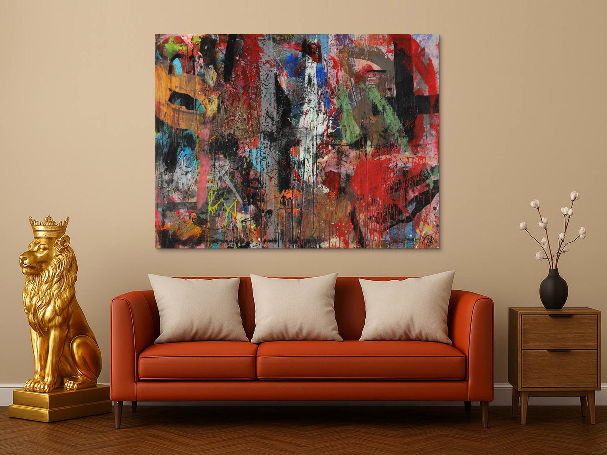 Abstraktes Acrylbild Mischtechnik zeitgenössisch expressionistisch handgemaltes Unikat auf Leinwand