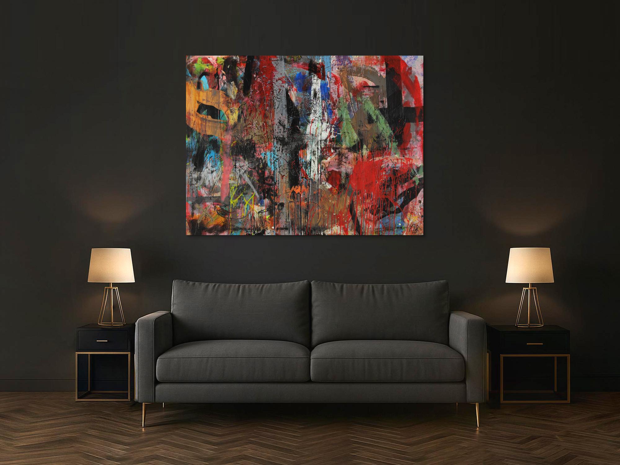 Abstraktes Acrylbild Mischtechnik zeitgenössisch expressionistisch handgemaltes Unikat auf Leinwand