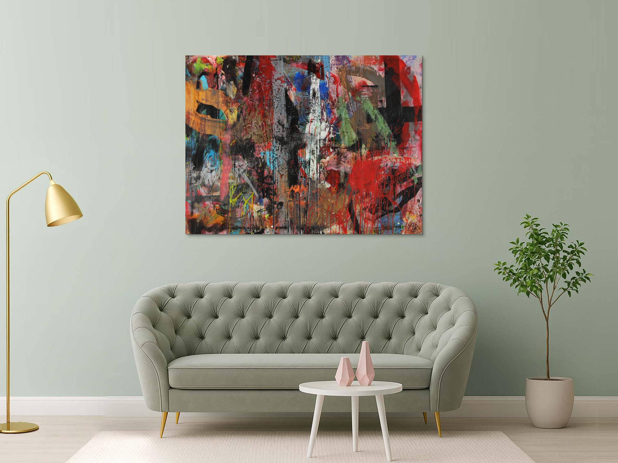 Abstraktes Acrylbild Mischtechnik zeitgenössisch expressionistisch handgemaltes Unikat auf Leinwand