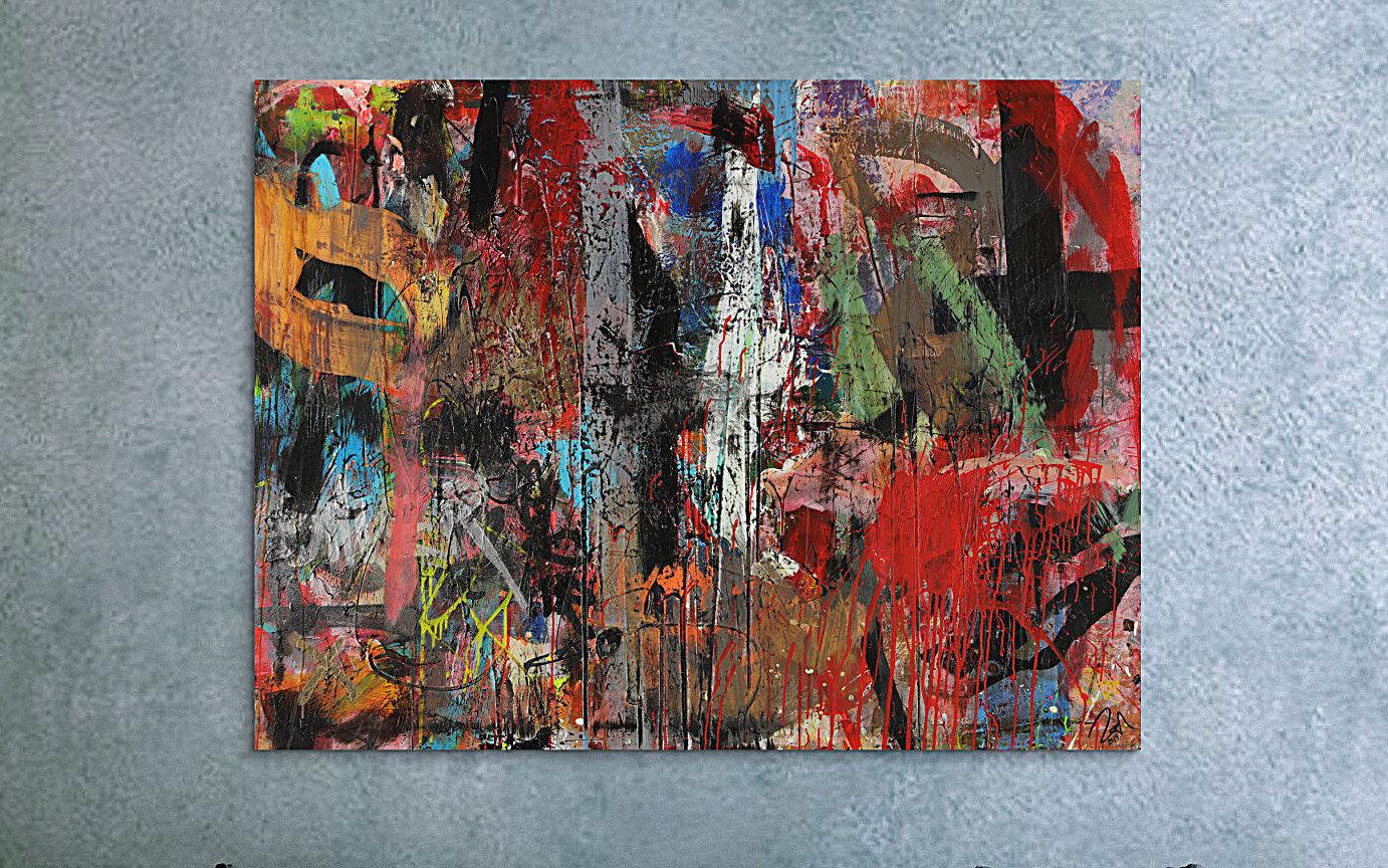 Abstraktes Acrylbild Mischtechnik zeitgenössisch expressionistisch handgemaltes Unikat auf Leinwand
