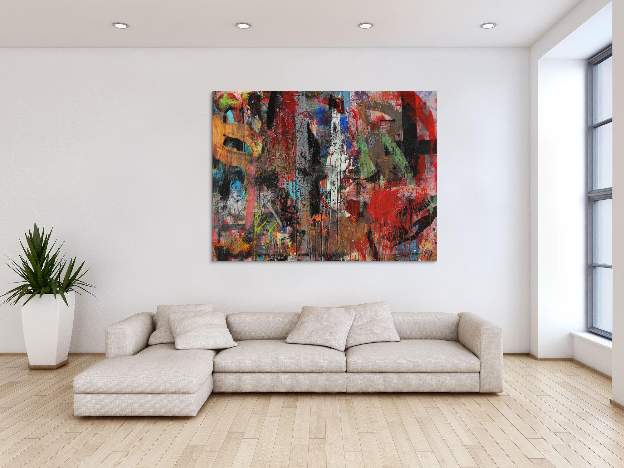 Abstraktes Acrylbild Mischtechnik zeitgenössisch expressionistisch handgemaltes Unikat auf Leinwand