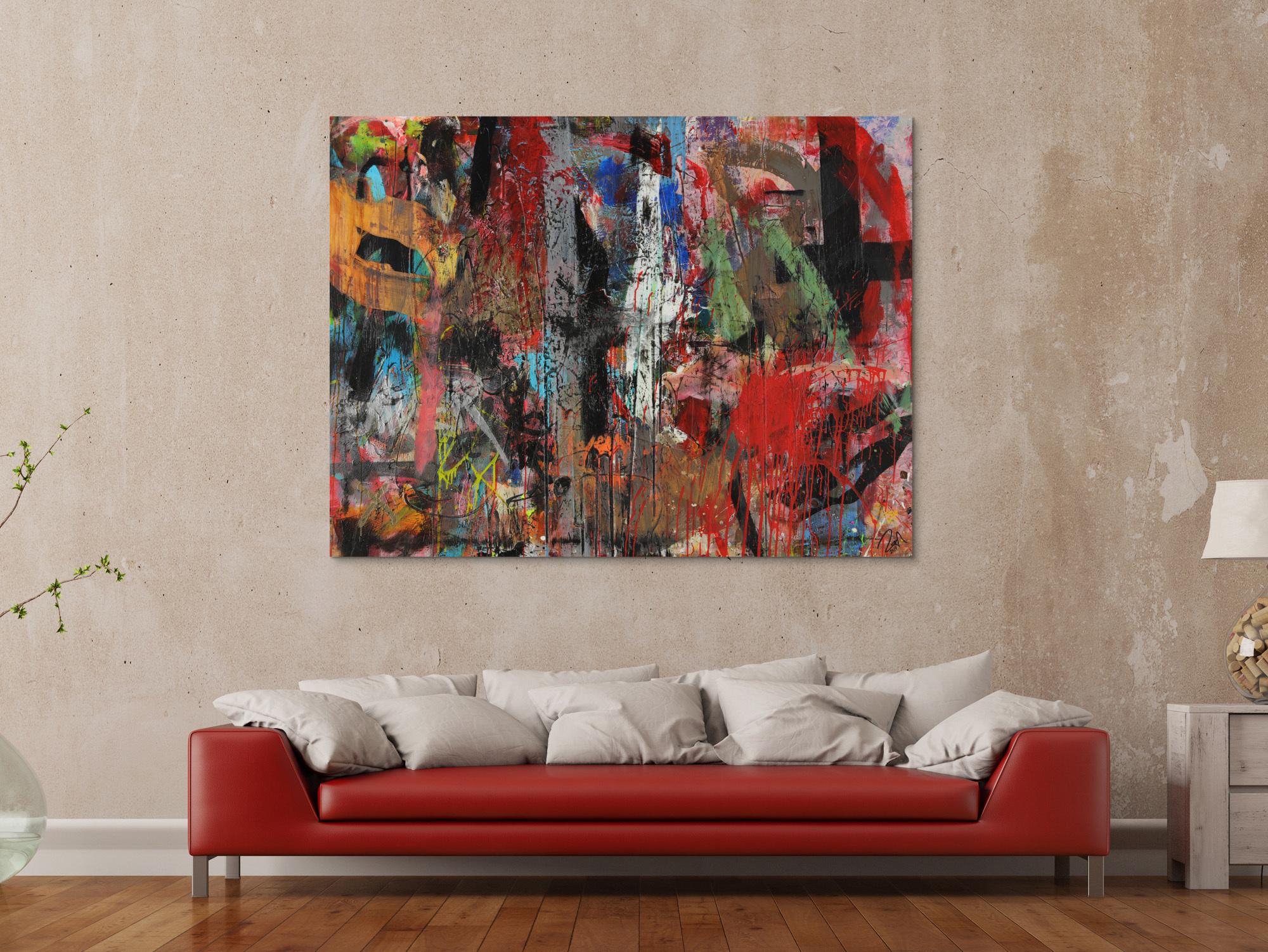 Abstraktes Acrylbild Mischtechnik zeitgenössisch expressionistisch handgemaltes Unikat auf Leinwand