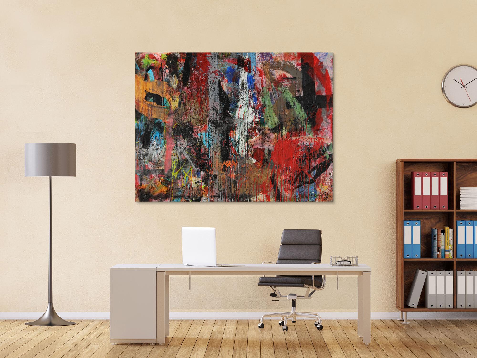 Abstraktes Acrylbild Mischtechnik zeitgenössisch expressionistisch handgemaltes Unikat auf Leinwand