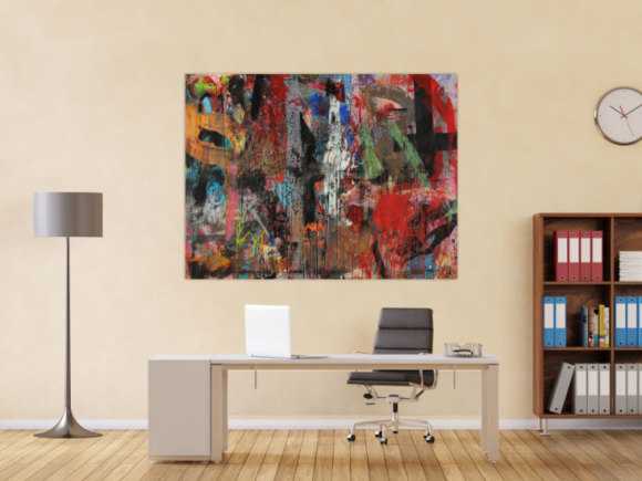 Abstraktes Acrylbild Mischtechnik zeitgenössisch expressionistisch handgemaltes Unikat auf Leinwand