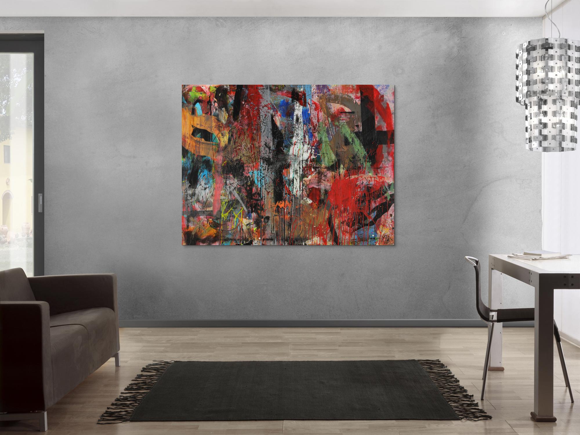 Abstraktes Acrylbild Mischtechnik zeitgenössisch expressionistisch handgemaltes Unikat auf Leinwand