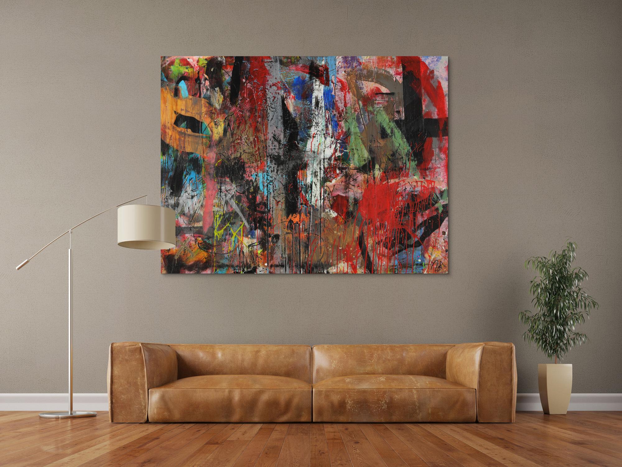 Abstraktes Acrylbild Mischtechnik zeitgenössisch expressionistisch handgemaltes Unikat auf Leinwand