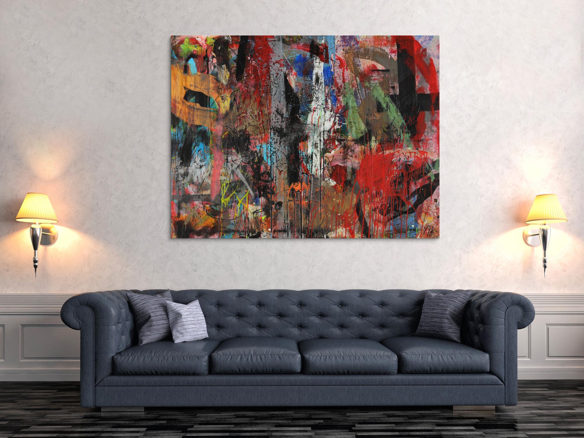 Abstraktes Acrylbild Mischtechnik zeitgenössisch expressionistisch handgemaltes Unikat auf Leinwand