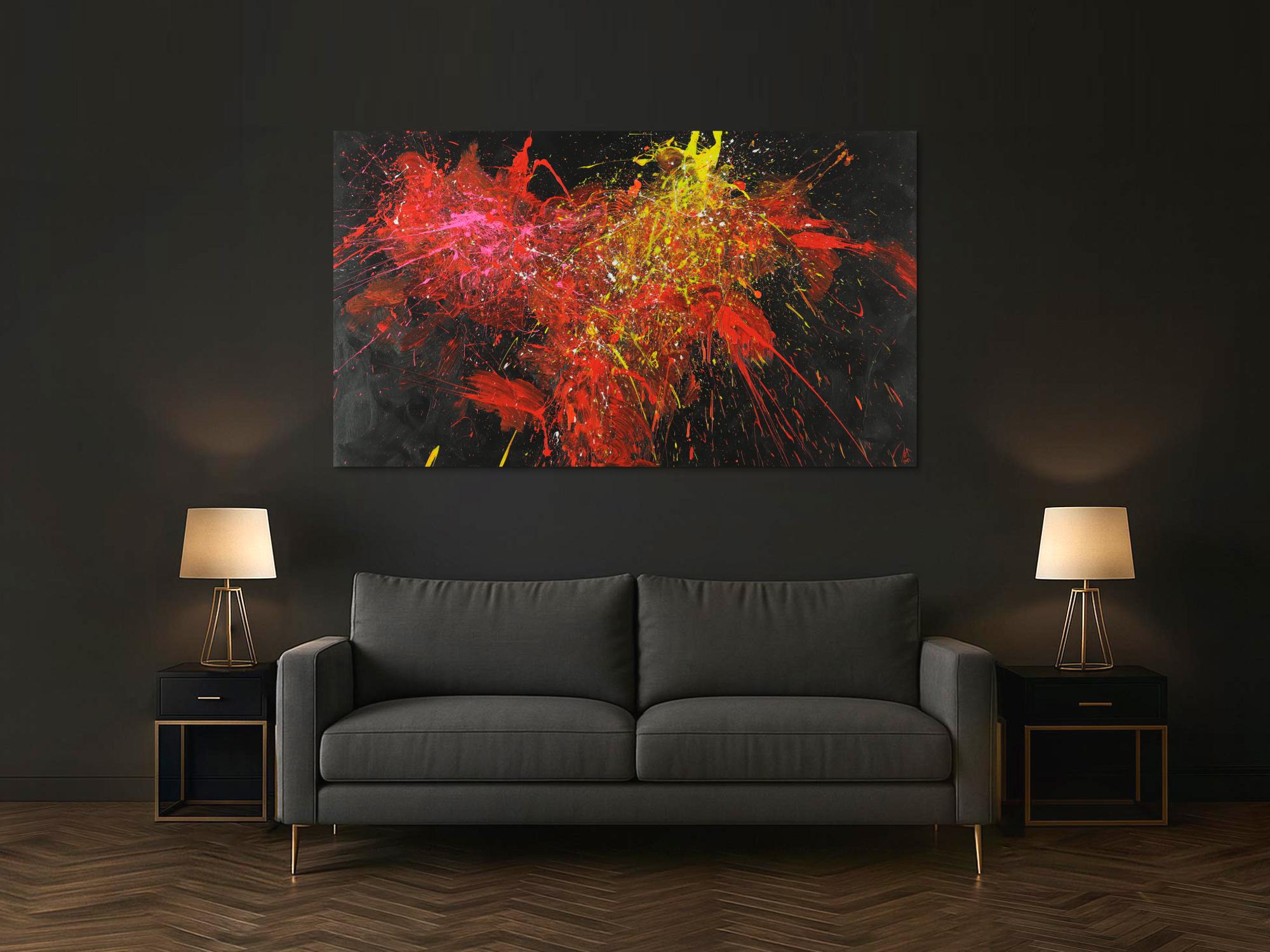 Abstraktes Acrylbild Modern Art zeitgenössisch handgemalt auf Leinwand expressionistisch Action Painting