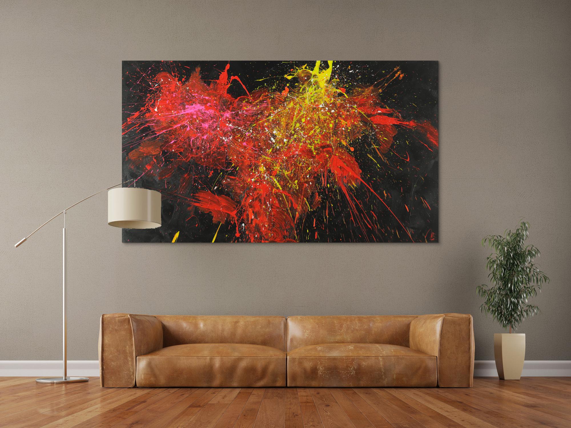 Abstraktes Acrylbild Modern Art zeitgenössisch handgemalt auf Leinwand expressionistisch Action Painting