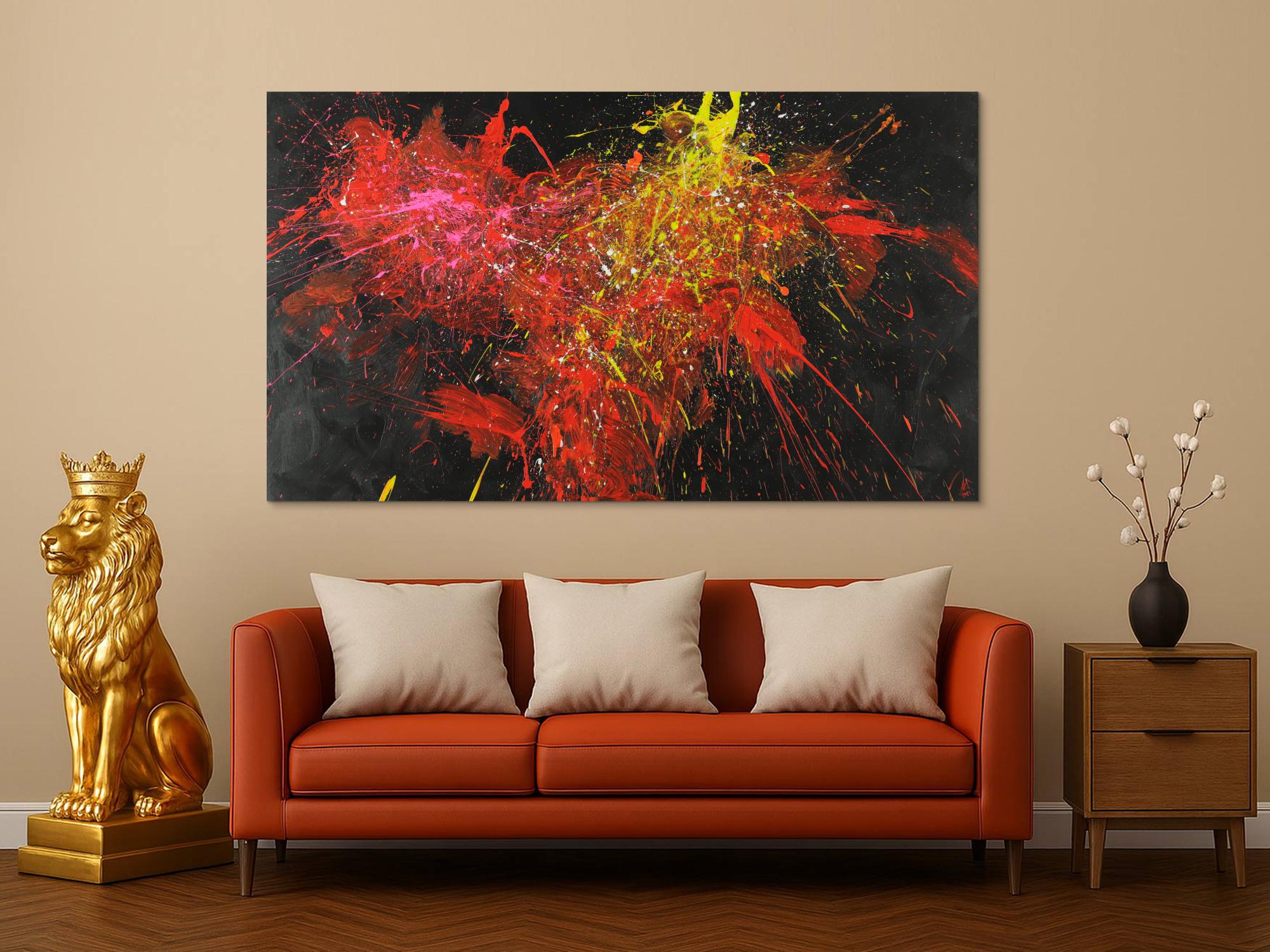 Abstraktes Acrylbild Modern Art zeitgenössisch handgemalt auf Leinwand expressionistisch Action Painting