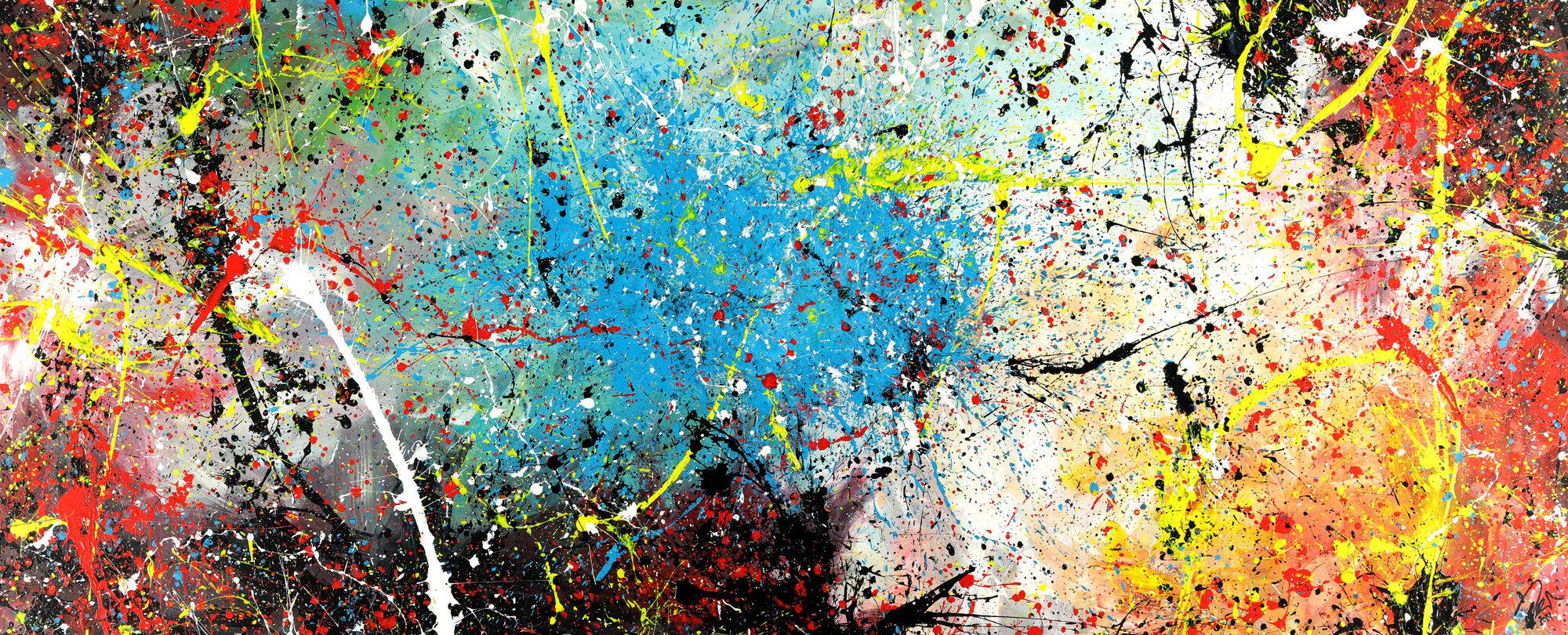 Abstraktes Acrylbild Action Painting Modern Art XXL handgemalt auf Leinwand zeitgenössisch