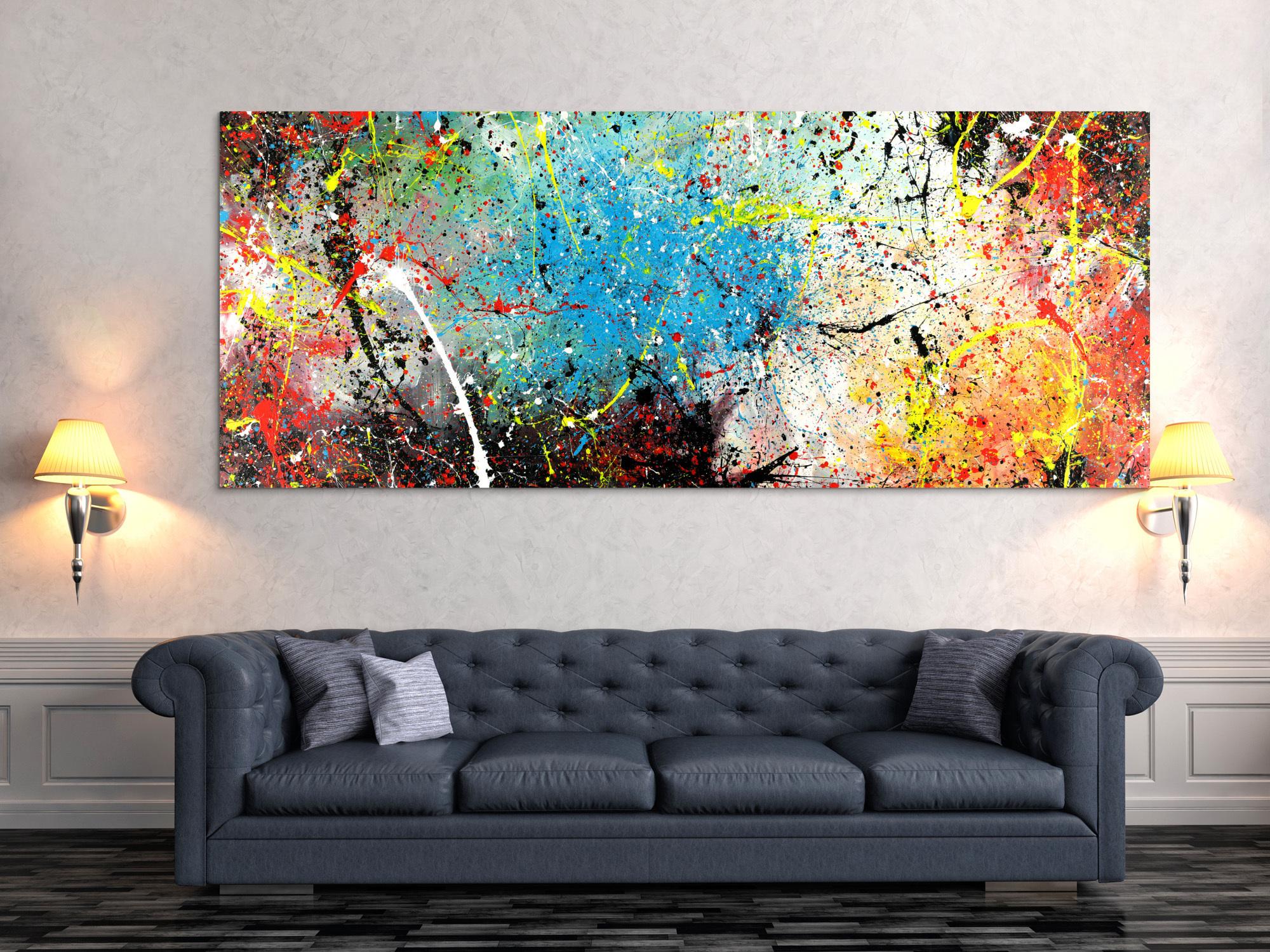 Abstraktes Acrylbild Action Painting Modern Art XXL handgemalt auf Leinwand zeitgenössisch