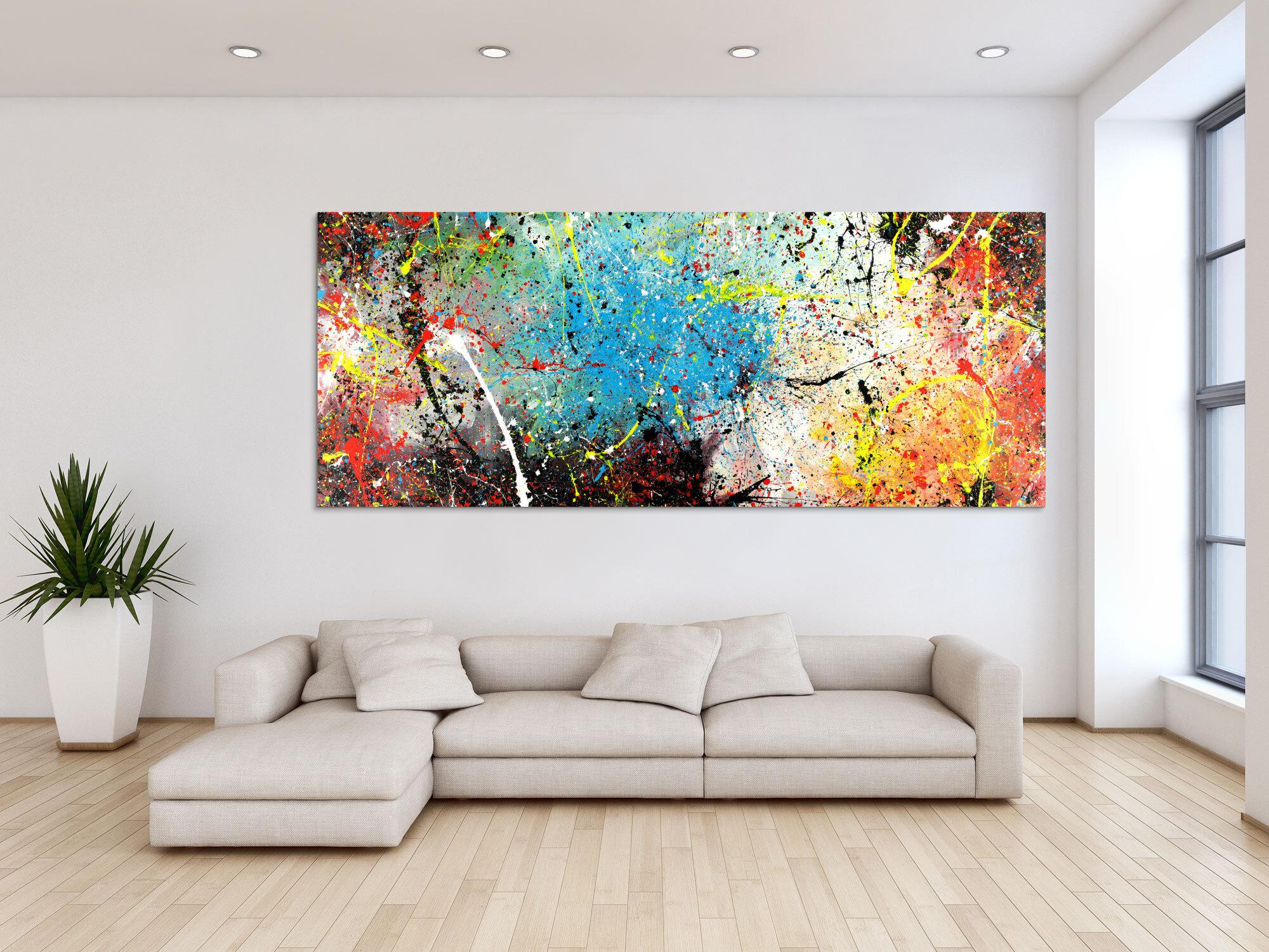 Abstraktes Acrylbild Action Painting Modern Art XXL handgemalt auf Leinwand zeitgenössisch