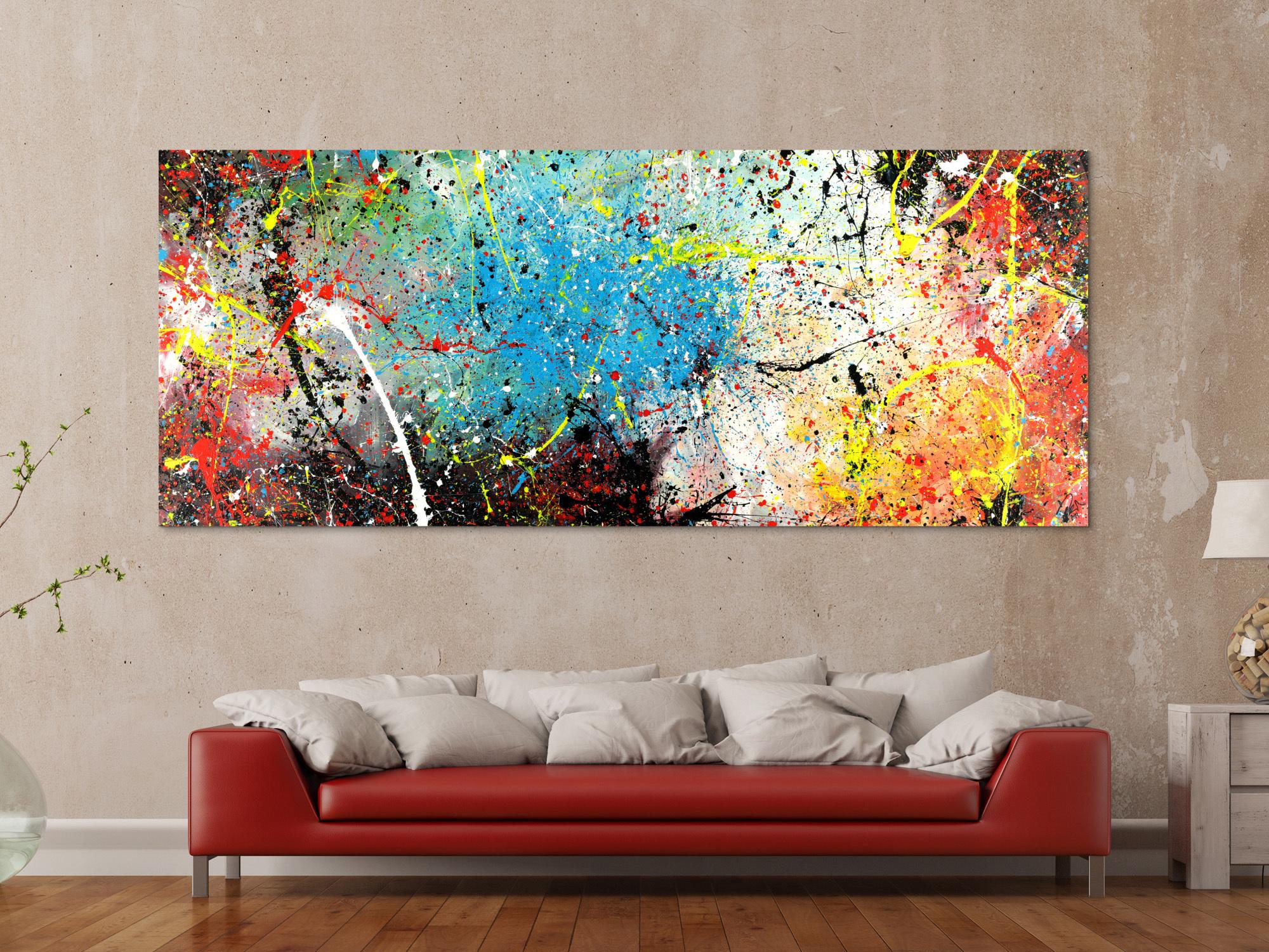Abstraktes Acrylbild Action Painting Modern Art XXL handgemalt auf Leinwand zeitgenössisch