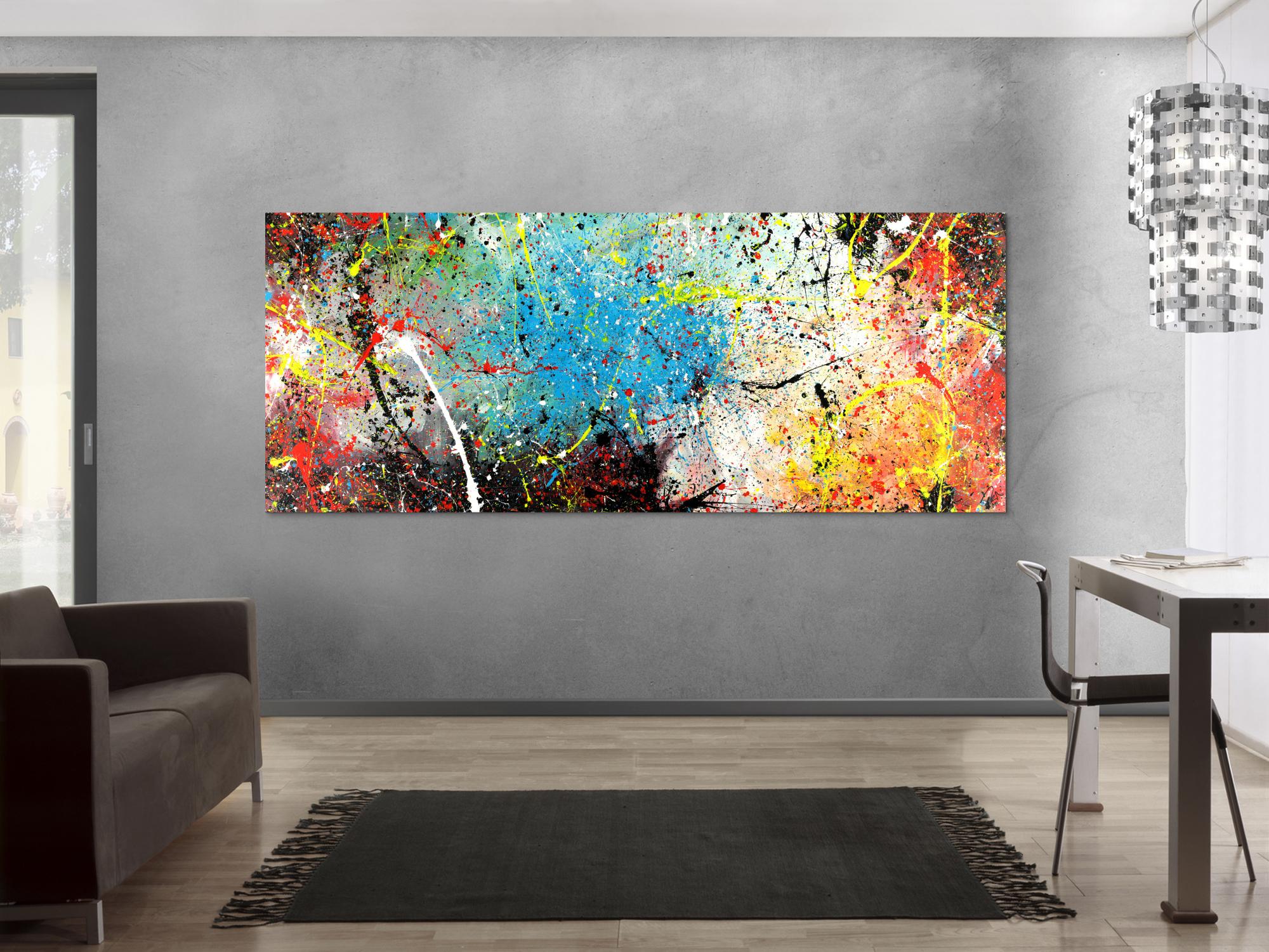 Abstraktes Acrylbild Action Painting Modern Art XXL handgemalt auf Leinwand zeitgenössisch