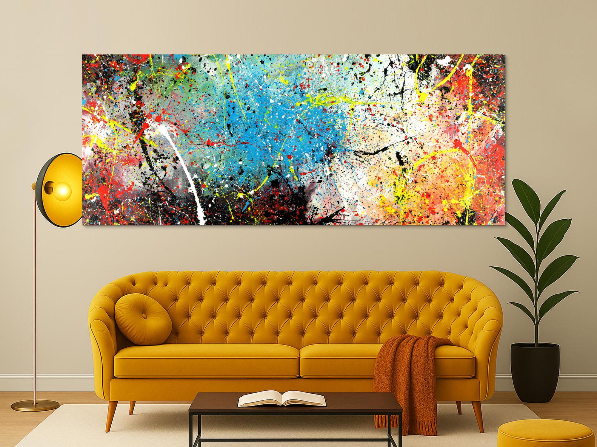 Abstraktes Acrylbild Action Painting Modern Art XXL handgemalt auf Leinwand zeitgenössisch