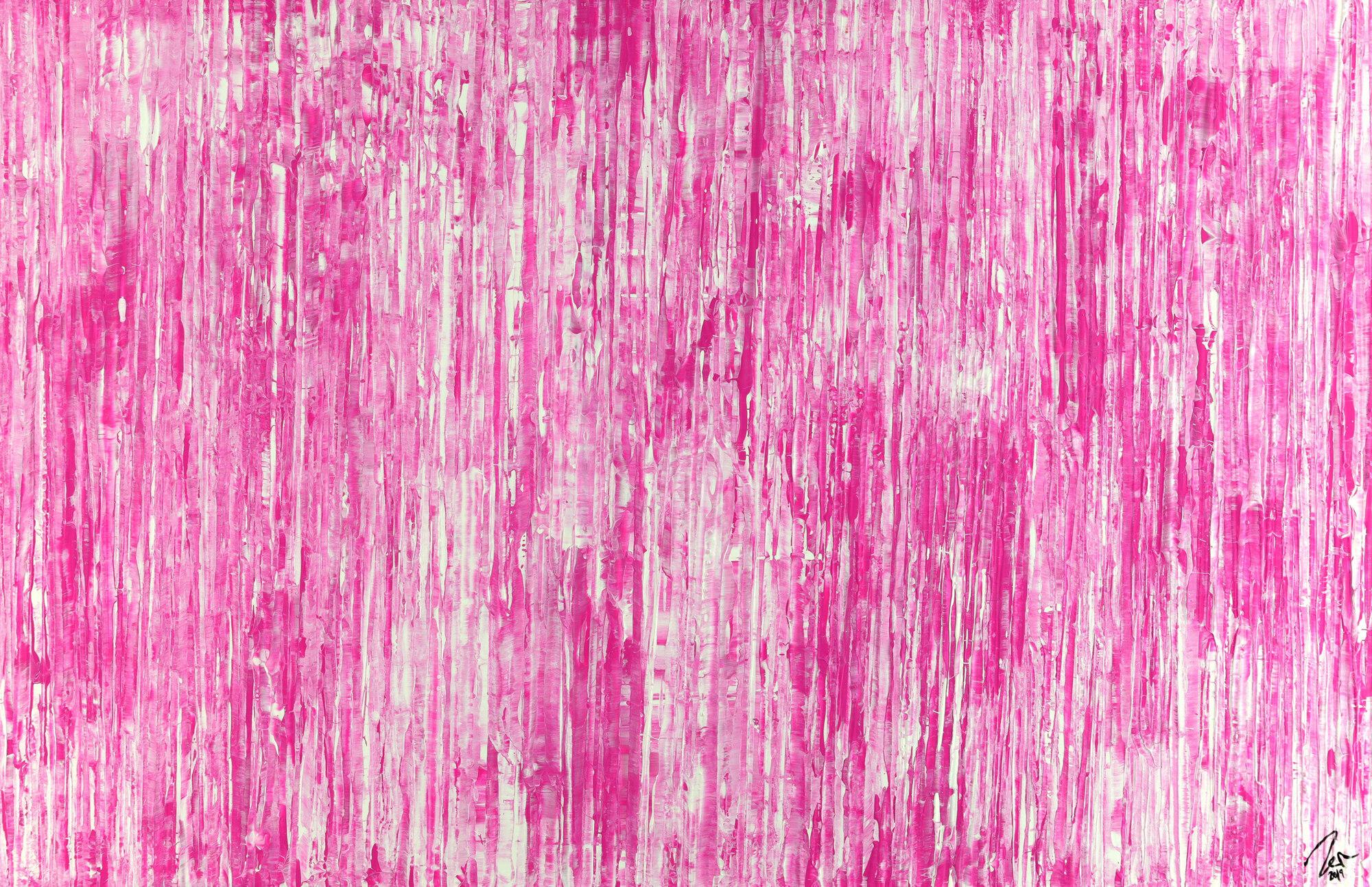Abstraktes Acrylbild Spachteltechnik weiß pink Modern Art auf Leinwand zeitgenössisch