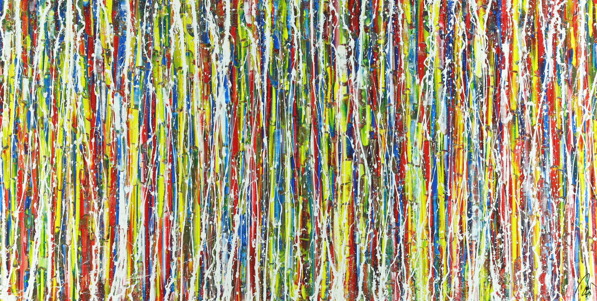 Abstraktes Gemälde seht bunt Action Paintng auf Leinwand handgemalt zeitgenössisch