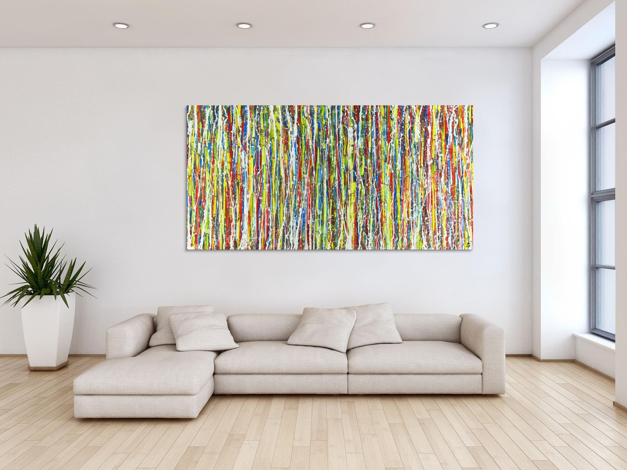 Abstraktes Gemälde seht bunt Action Paintng auf Leinwand handgemalt zeitgenössisch