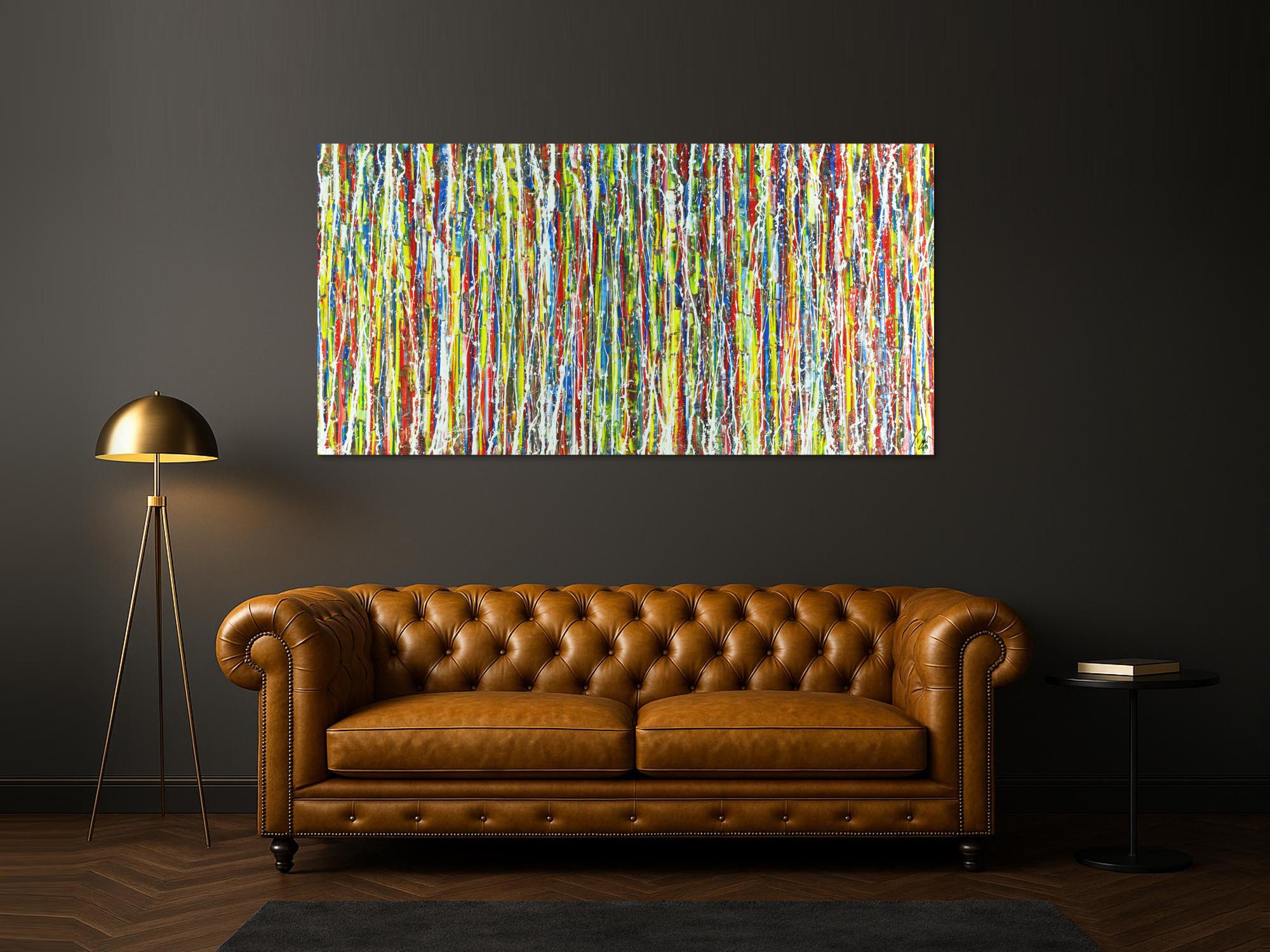 Abstraktes Gemälde seht bunt Action Paintng auf Leinwand handgemalt zeitgenössisch