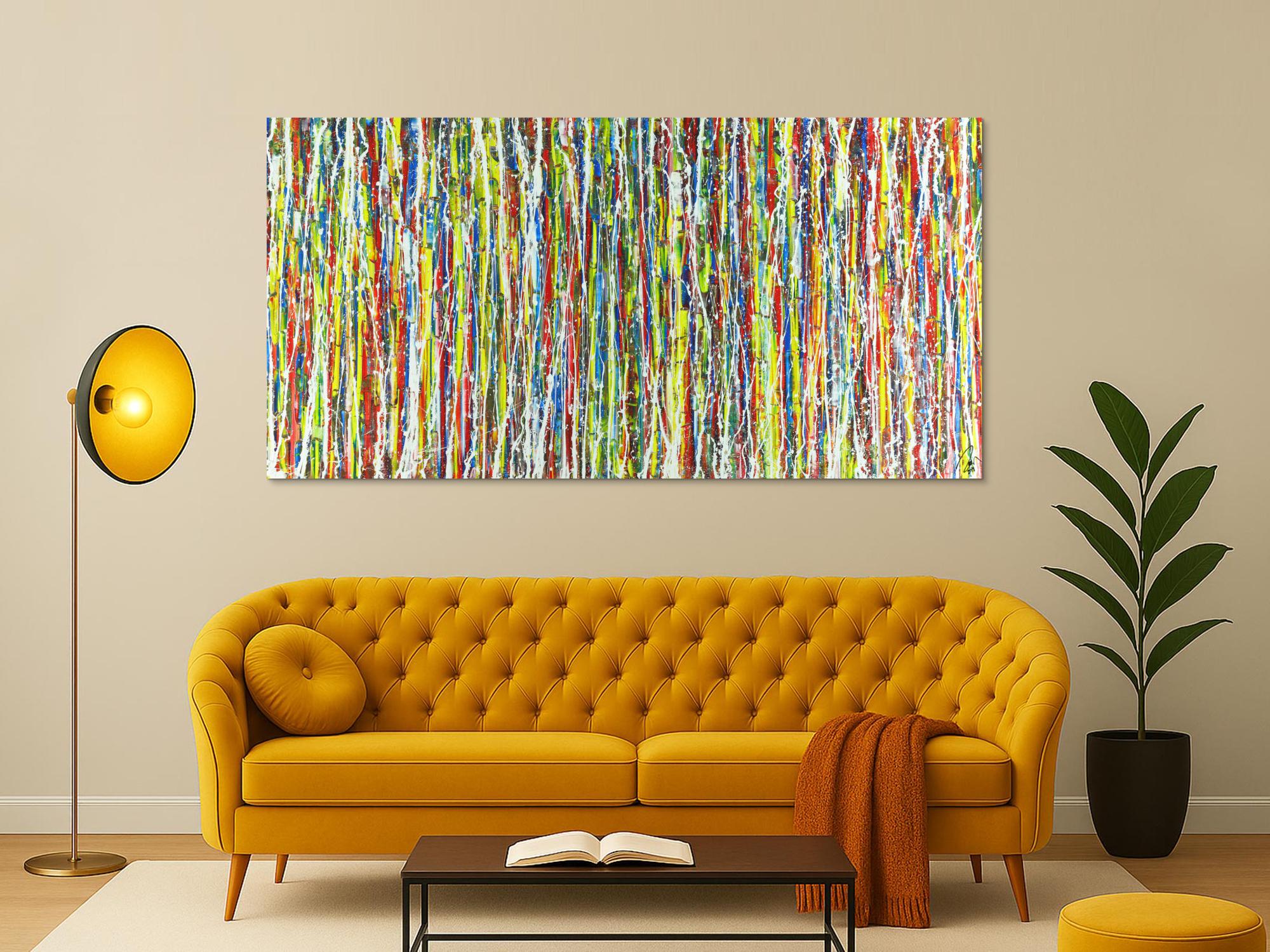 Abstraktes Gemälde seht bunt Action Paintng auf Leinwand handgemalt zeitgenössisch