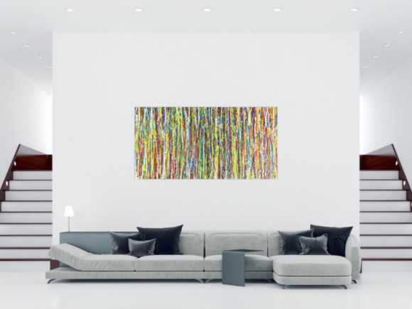 Abstraktes Gemälde seht bunt Action Paintng auf Leinwand handgemalt zeitgenössisch