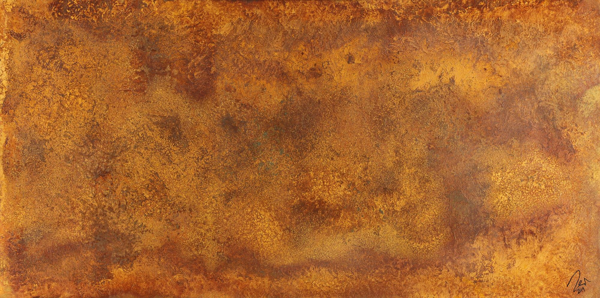 Abstraktes Gemälde aus Rost auf Leinwand zeitenössische Kunst aus echtem Rost handgemalt