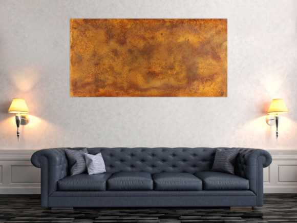 Abstraktes Gemälde aus Rost auf Leinwand zeitenössische Kunst aus echtem Rost handgemalt