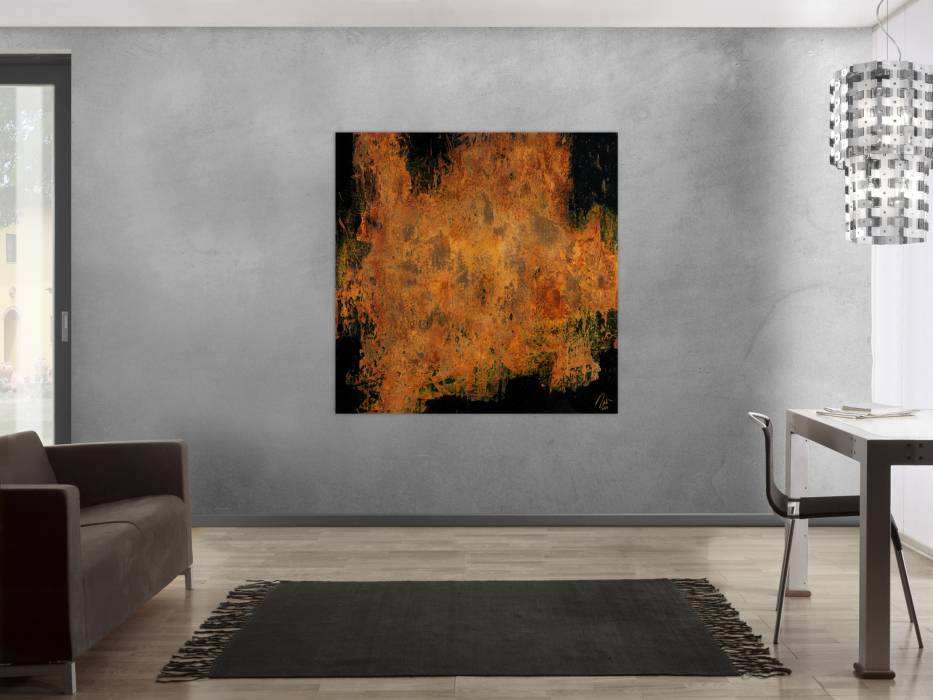 Hochwertige Kunst auf Leinwand Abstraktes Gemälde aus echtem Rost auf