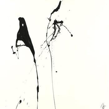 Abstraktes Acrylbild minimalistisch schwarz weiß Action Painting Modern Art zeitgenössisch