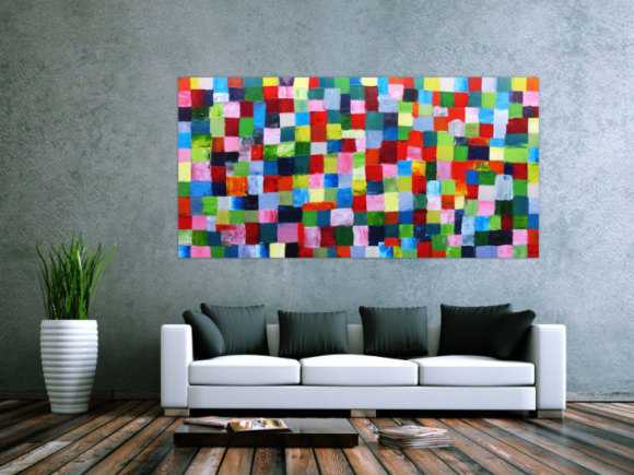 Abstraktes Acrylbild bunte Kacheln