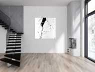 Abstraktes Acrylbild schwarz weiß minimalistisch Action Painting auf ...
