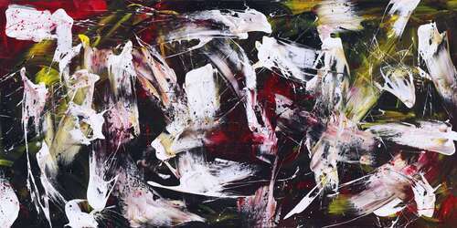 Abstraktes Gemälde auf Leinwand handgemalt Action Painting zeitgenössisch expressionistisch