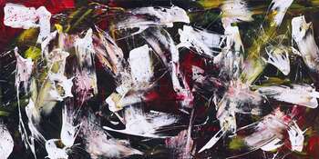 Abstraktes Gemälde auf Leinwand handgemalt Action Painting zeitgenössisch expressionistisch