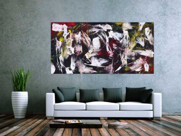 Abstraktes Gemälde auf Leinwand handgemalt Action Painting zeitgenössisch expressionistisch