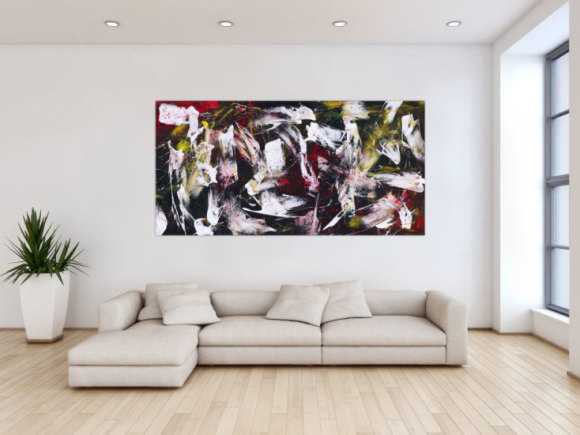 Abstraktes Gemälde auf Leinwand handgemalt Action Painting zeitgenössisch expressionistisch