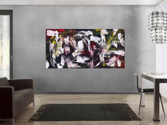 Abstraktes Gemälde auf Leinwand handgemalt Action Painting zeitgenössisch expressionistisch