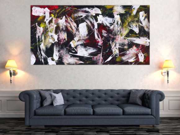 Abstraktes Gemälde auf Leinwand handgemalt Action Painting zeitgenössisch expressionistisch