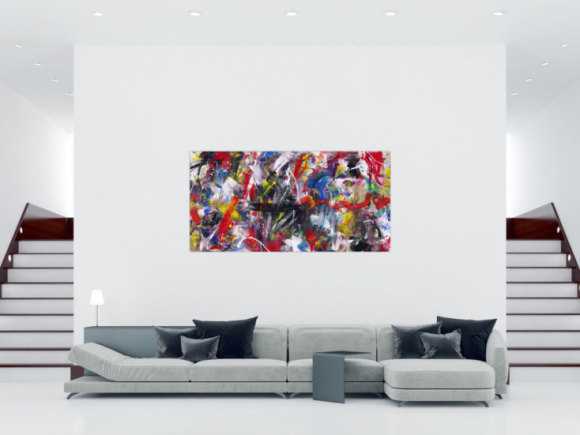 Abstraktes Gemälde handgemalt Action Painting zeitgenössisch expressionistisch auf Leinwand