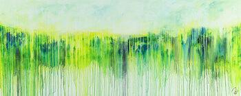 Abstraktes Acrylbild Modern Art expressionsistisches Gemälde gelb blau glün weiß