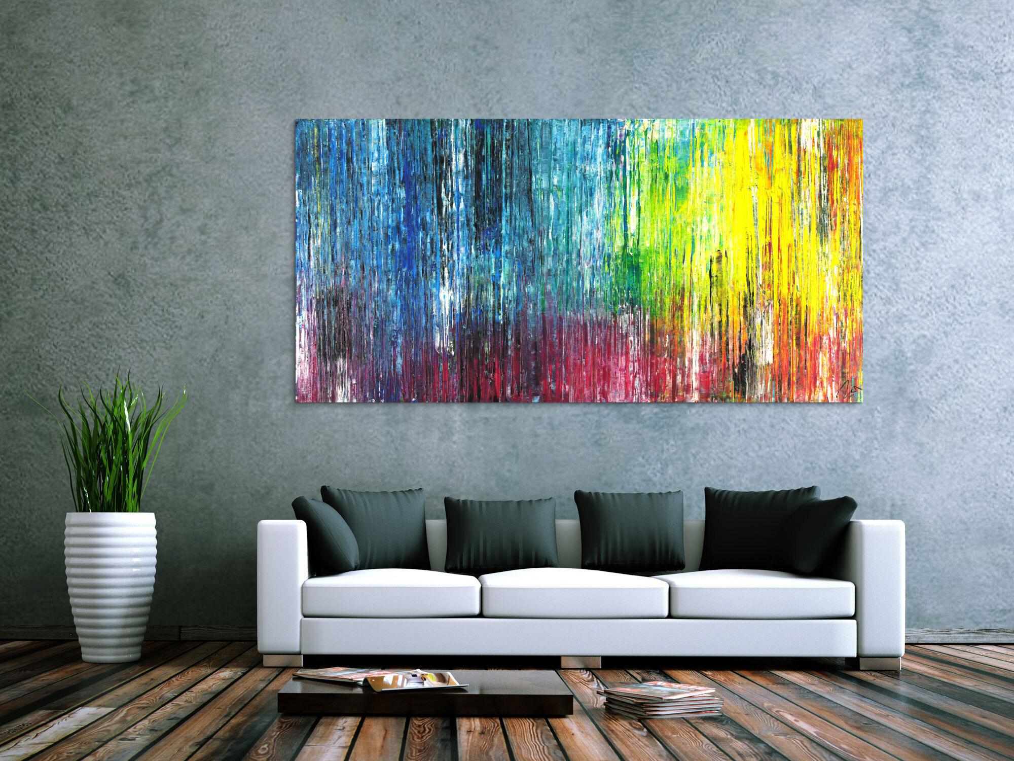 Abstraktes Acrylild Spahteltechnik zeitgenössisch bunt Modern Art