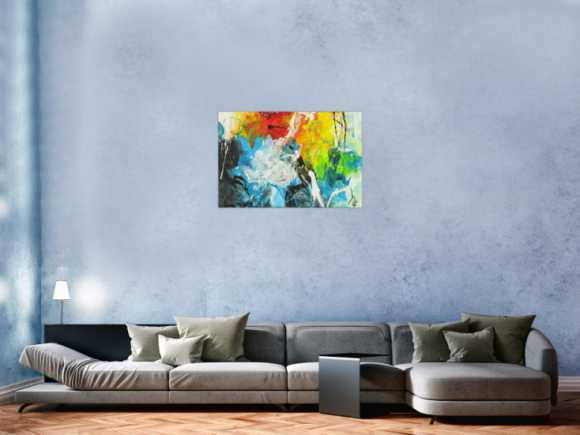 Abstraktes Acrylbild auf Leinwand handgemalt zeitgenössisch Modern Art