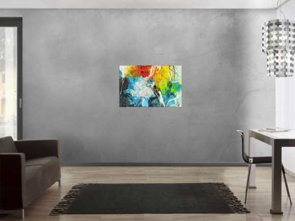Abstraktes Acrylbild auf Leinwand handgemalt zeitgenössisch Modern Art