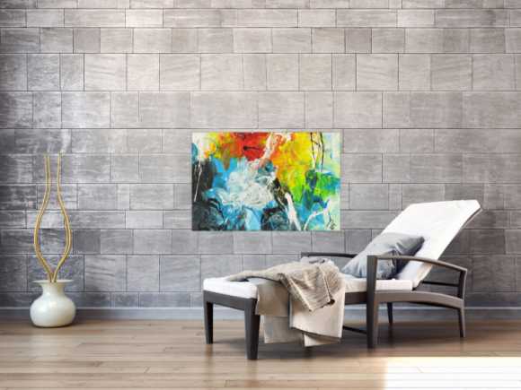 Abstraktes Acrylbild auf Leinwand handgemalt zeitgenössisch Modern Art
