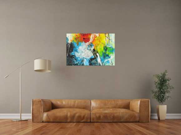 Abstraktes Acrylbild auf Leinwand handgemalt zeitgenössisch Modern Art