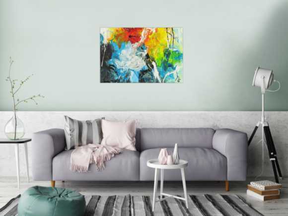 Abstraktes Acrylbild auf Leinwand handgemalt zeitgenössisch Modern Art