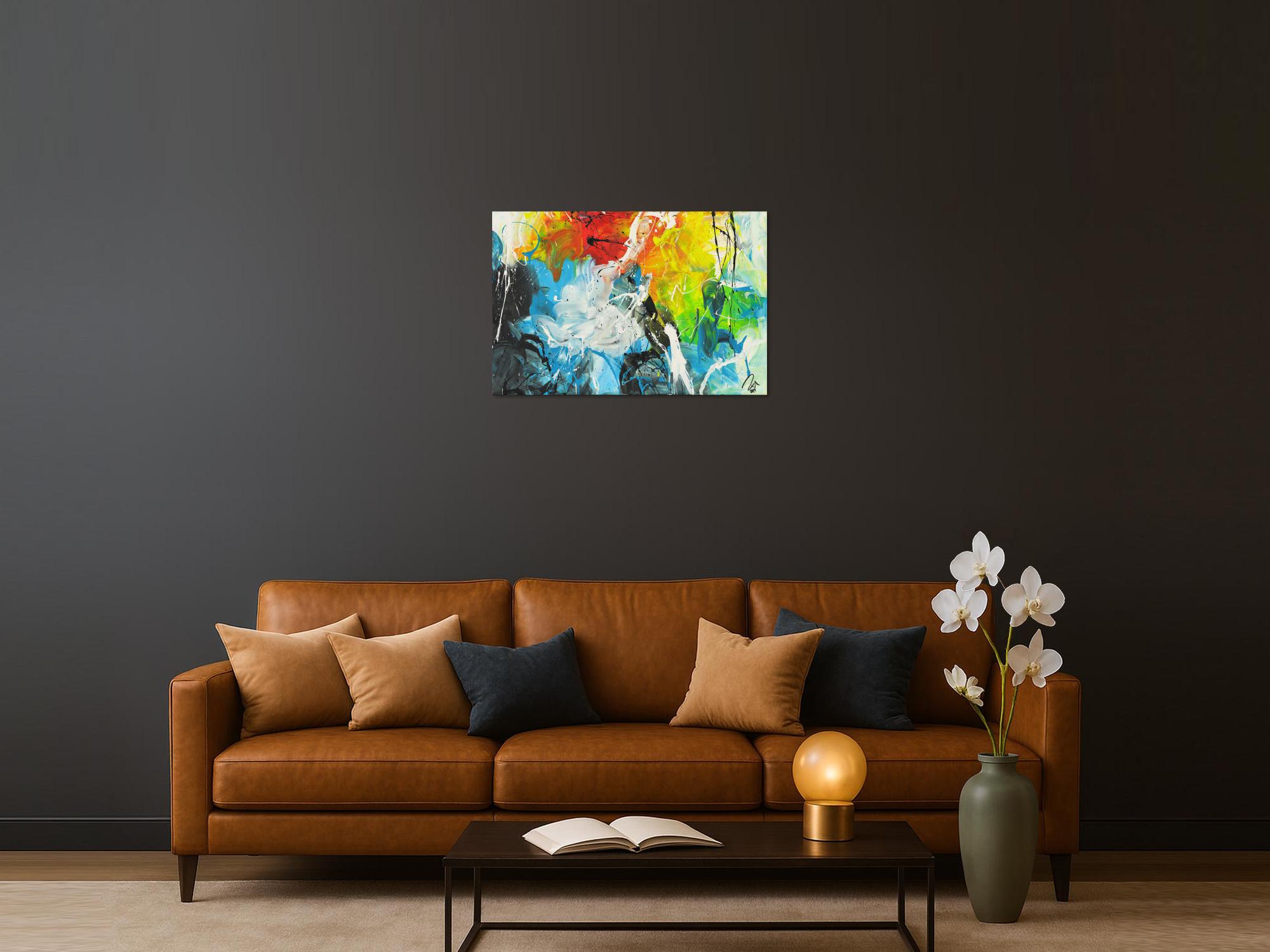 Abstraktes Acrylbild auf Leinwand handgemalt zeitgenössisch Modern Art